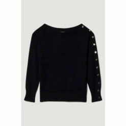 Cheap 👍 KarenMillen Viscose Blend Knit Slouchy Trim Detail Jumper For Female 😉 -Karen Millen Sales unnamed file 35