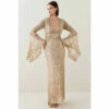 Cheap 🧨 KarenMillen Embellished Kimono Sleeve Beaded Maxi 👗 Dress For Female 🤩
