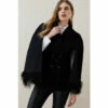 Best Pirce ✔️ KarenMillen Italian Virgin Wool Feather Hem Cape 🧥 Coat For Female 🎁