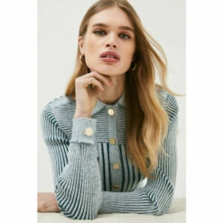 Cheapest 👍 KarenMillen Belted Utility Rib Knitted Cardigan For Female ❤️