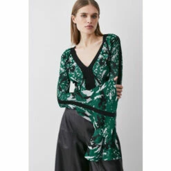 Top 10 😀 KarenMillen Slinky Embellished Jacquard Knit Top For Female 🔔