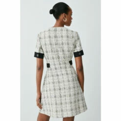 Budget 😉 KarenMillen Tweed Zip Detail Aline Mini 👗 Dress For Female 🧨 -Karen Millen Sales unnamed file 356