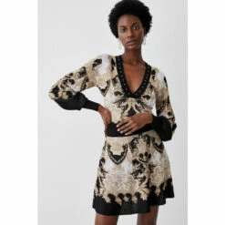 Coupon ⭐ KarenMillen Slinky Sparkle Knit Jacquard Studded Top For Female 😍 -Karen Millen Sales unnamed file 3567