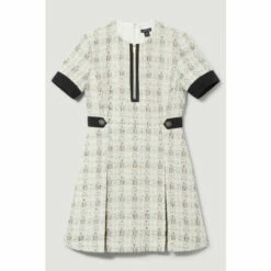 Budget 😉 KarenMillen Tweed Zip Detail Aline Mini 👗 Dress For Female 🧨 -Karen Millen Sales unnamed file 357