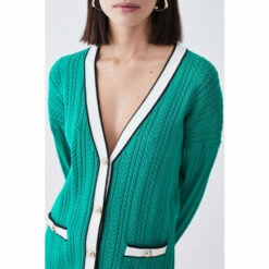 Deals 🔔 KarenMillen Petite Military Style Cable Knit Long Cardigan For Female ✨ -Karen Millen Sales unnamed file 3578