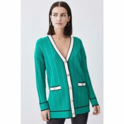 Deals 🔔 KarenMillen Petite Military Style Cable Knit Long Cardigan For Female ✨ -Karen Millen Sales unnamed file 3579