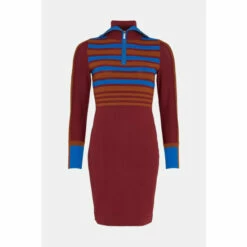Wholesale 🎉 KarenMillen Stripe Knit Half Zip Collared Mini 👗 Dress For Female ❤️ -Karen Millen Sales unnamed file 3583
