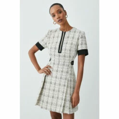 Budget 😉 KarenMillen Tweed Zip Detail Aline Mini 👗 Dress For Female 🧨 -Karen Millen Sales unnamed file 359