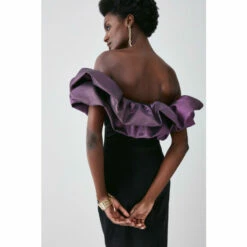 Wholesale ⭐ KarenMillen Jacquard Contrast Ruffle Bardot Midi 👗 Dress For Female 🎉 -Karen Millen Sales unnamed file 3603