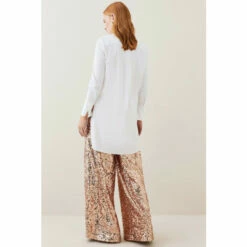 Wholesale ⌛ KarenMillen Lydia Millen Textured Sequin Wide Leg Woven Trousers For Female 😉 -Karen Millen Sales unnamed file 3637