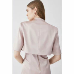 Cheap 😍 KarenMillen Italian Structured Satin Notch Neck Cover Up Jacket For Female 🧨 -Karen Millen Sales unnamed file 3648