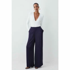Best Sale 😀 KarenMillen Viscose Satin Wide Leg Trouser For Female 😀 -Karen Millen Sales unnamed file 366