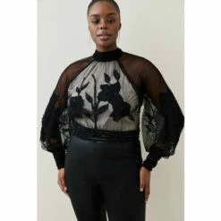 Wholesale 🔥 KarenMillen Lydia Millen Plus Size Floral Applique Blouse For Female 🔥 -Karen Millen Sales unnamed file 3668