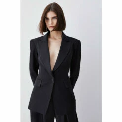 Best Pirce 💯 KarenMillen Italian Wool Satin Tailored Single Breasted Tux Jacket For Female 🎉 -Karen Millen Sales unnamed file 3674