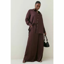 New 😀 KarenMillen Plus Size Viscose Satin Wide Leg Woven Trousers For Female 😍 -Karen Millen Sales unnamed file 3707