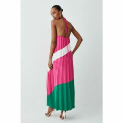 Best Pirce 🎉 KarenMillen Soft Tailored Pleated Halter Neck Maxi 👗 Dress For Female 😍 -Karen Millen Sales unnamed file 3715
