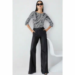 Wholesale 🎉 KarenMillen Half Sleeve Slash Neck Printed Viscose Blend T-shirt For Female 😉 -Karen Millen Sales unnamed file 3736