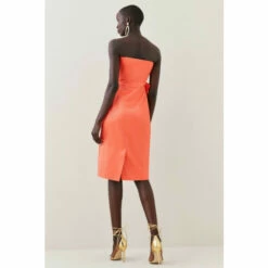 Best Sale 🥰 KarenMillen Italian Structured Satin Bandeau Bow Detail Pencil Midi 👗 Dress For Female 🛒 -Karen Millen Sales unnamed file 3750