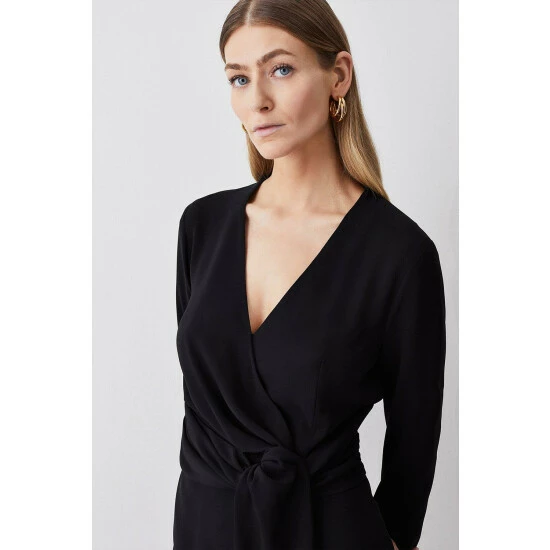 Coupon ๐งจ KarenMillen Premium Lightweight Fluid Crepe Drape Wrap Midi ๐ Dress For Female โจ 2 Coupon ๐งจ KarenMillen Premium Lightweight Fluid Crepe Drape Wrap Midi ๐ Dress For Female โจ - Image 2