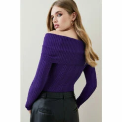 New 🎉 KarenMillen Deep Bardot Rib Knit Jumper For Female 👍 -Karen Millen Sales unnamed file 3769