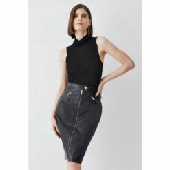Cheap ❤️ KarenMillen Leather & Ponte Zip Through Pencil 👗 Skirt For Female 🧨 -Karen Millen Sales unnamed file 3778