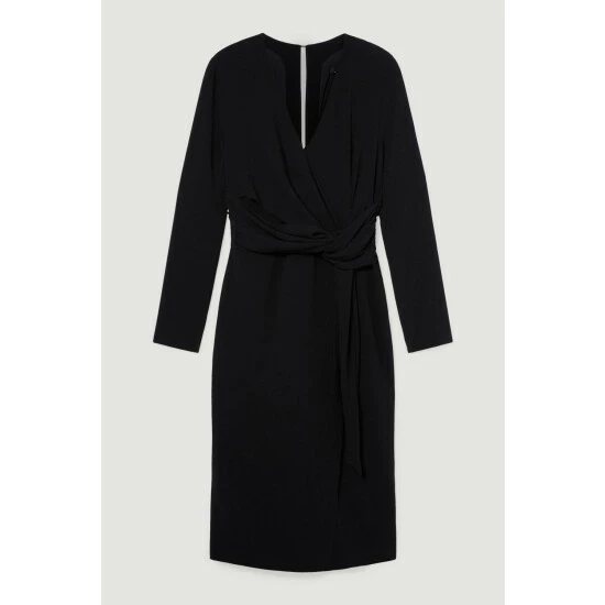 Coupon ๐งจ KarenMillen Premium Lightweight Fluid Crepe Drape Wrap Midi ๐ Dress For Female โจ 4 Coupon ๐งจ KarenMillen Premium Lightweight Fluid Crepe Drape Wrap Midi ๐ Dress For Female โจ - Image 4