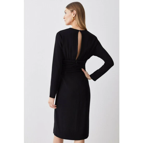 Coupon ๐งจ KarenMillen Premium Lightweight Fluid Crepe Drape Wrap Midi ๐ Dress For Female โจ 5 Coupon ๐งจ KarenMillen Premium Lightweight Fluid Crepe Drape Wrap Midi ๐ Dress For Female โจ - Image 5