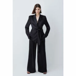Outlet 🤩 KarenMillen Satin Back Crepe Wide Leg Trouser For Female 🎉 -Karen Millen Sales unnamed file 3797