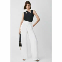 Outlet 🤩 KarenMillen Satin Back Crepe Wide Leg Trouser For Female 🎉 -Karen Millen Sales unnamed file 3798