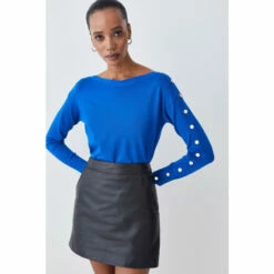 Cheap 👍 KarenMillen Viscose Blend Knit Slouchy Trim Detail Jumper For Female 😉 -Karen Millen Sales unnamed file 38