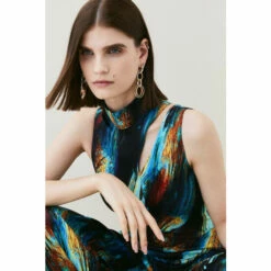 Coupon ⭐ KarenMillen Tall Marble Viscose Satin High Neck Jumpsuit For Female ❤️ -Karen Millen Sales unnamed file 3807