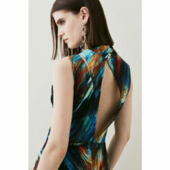 Coupon ⭐ KarenMillen Tall Marble Viscose Satin High Neck Jumpsuit For Female ❤️ -Karen Millen Sales unnamed file 3809