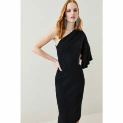 Budget ✔️ KarenMillen Compact Viscose Cape Pencil Midi 👗 Dress For Female 🥰