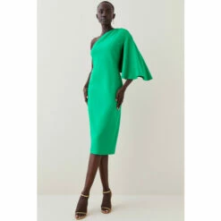 Budget ✔️ KarenMillen Compact Viscose Cape Pencil Midi 👗 Dress For Female 🥰 -Karen Millen Sales unnamed file 3818