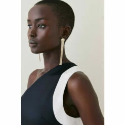 Cheapest 🛒 KarenMillen Italian Structured Satin Asymmetric Pencil Midi 👗 Dress For Female 😉 -Karen Millen Sales unnamed file 3823