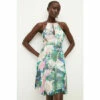 Best deal 🧨 KarenMillen Abstract Print Applique Detail Halter 👗 Dress For Female 🔥