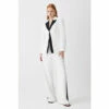 Budget 🧨 KarenMillen Compact Viscose Contrast Panelled Wide Leg Trouser For Female 😉