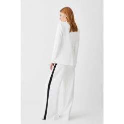 Budget 🧨 KarenMillen Compact Viscose Contrast Panelled Wide Leg Trouser For Female 😉 -Karen Millen Sales unnamed file 3834