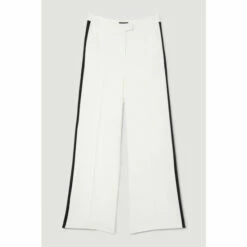 Budget 🧨 KarenMillen Compact Viscose Contrast Panelled Wide Leg Trouser For Female 😉 -Karen Millen Sales unnamed file 3835