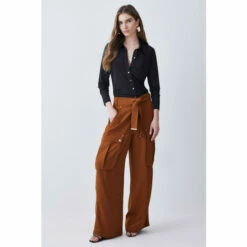 Hot Sale 💯 KarenMillen Soft Tailored Pocket Cargo Trouser For Female 🛒 -Karen Millen Sales unnamed file 3868