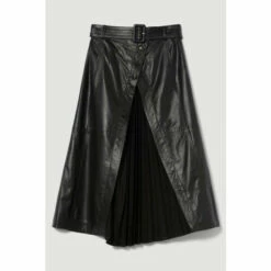 Best Sale 🔥 KarenMillen Belted Pleat Detail Leather Midi 👗 Skirt For Female 🤩 -Karen Millen Sales unnamed file 3881