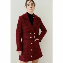 Outlet ⭐ KarenMillen Tweed Gold Button Cropped Frayed Edge Jacket For Female 🔥 -Karen Millen Sales unnamed file 3904