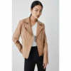 Best Pirce 🤩 KarenMillen Tall Leather Signature Biker Jacket For Female 🎁