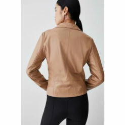 Best Pirce 🤩 KarenMillen Tall Leather Signature Biker Jacket For Female 🎁 -Karen Millen Sales unnamed file 3913