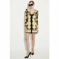 Buy 🎁 KarenMillen Italian Satin Baroque Print Shift Mini 👗 Dress For Female 👏