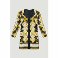 Buy 🎁 KarenMillen Italian Satin Baroque Print Shift Mini 👗 Dress For Female 👏 -Karen Millen Sales unnamed file 3920