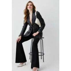 Buy ✨ KarenMillen Leather Strong Shoulder Blazer Jacket For Female 🔔 -Karen Millen Sales unnamed file 3928