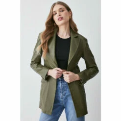 Buy ✨ KarenMillen Leather Strong Shoulder Blazer Jacket For Female 🔔 -Karen Millen Sales unnamed file 3932