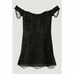 Cheap 🧨 KarenMillen Draped Jet Beading Bardot Mini 👗 Dress For Female ❤️ -Karen Millen Sales unnamed file 3980