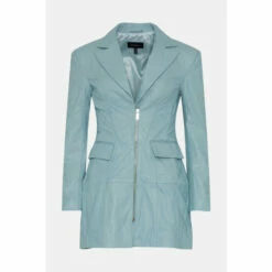 Best Sale 🤩 KarenMillen Petite Leather Moto Fitted Biker Blazer Mini 👗 Dress For Female 🎉 -Karen Millen Sales unnamed file 3986